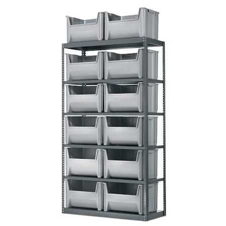 Steel Bin Shelving, 36 in W x 79 in H x 18 in D, 6 Shelves, Gray/Blue MPN:AS187913014