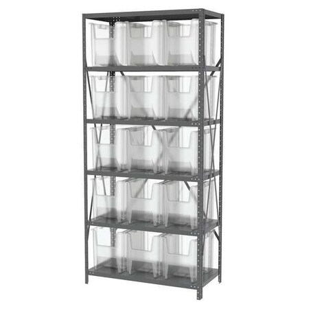 Steel Bin Shelving, 18 in D x 79 in H x 36 in W, 6 Shelves, Clear MPN:AS187913014SC
