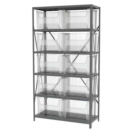 Steel Bin Shelving, 18 in D x 79 in H x 36 in W, 6 Shelves, Clear MPN:AS187913017SC
