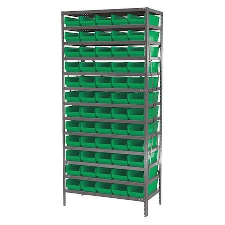Steel Bin Shelving Kit, 13 Shelves, Gray/Blue MPN:AS1879138B