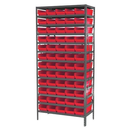 Steel Bin Shelving Kit, 13 Shelves, Gray/Green MPN:AS1879138G
