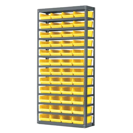 Steel Bin Shelving, 18 in D x 79 in H x 36 in W, 13 Shelves, Yellow MPN:AS1879138Y