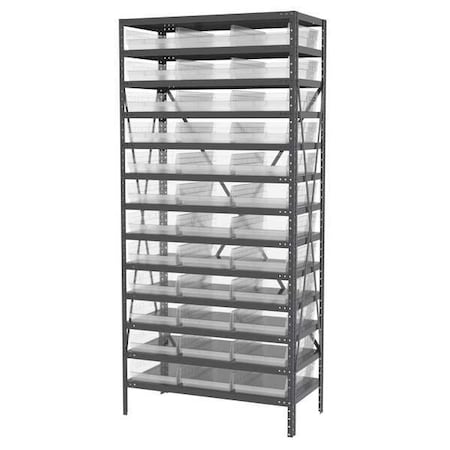 Steel Bin Shelving, 18 in D x 79 in H x 36 in W, 13 Shelves, Clear MPN:AS1879178SC