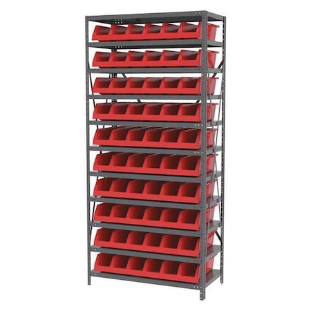 Steel Bin Shelving Kit, 11 Shelves, Gray/Blue MPN:AS1879318B