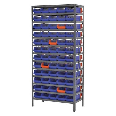 Steel Bin Shelving, 36 in W x 79 in H x 18 in D, 13 Shelves, Gray/Blue/Orange MPN:AS187936468B