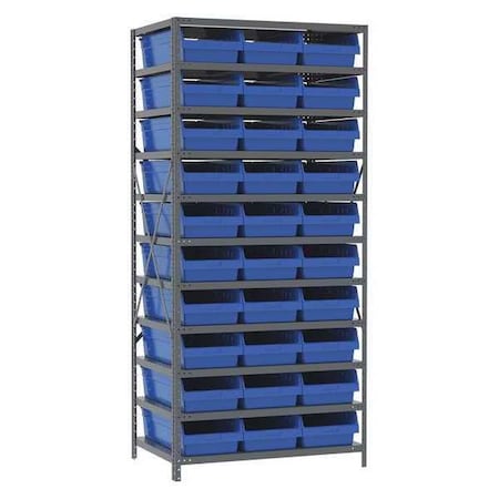 Steel Bin Shelving Unit, 4 Shelves, Gray MPN:AS2479