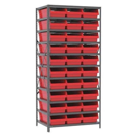 Steel Bin Shelving Unit, 11 Shelves, Gray/Blue MPN:AS2479014B