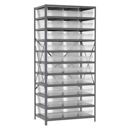 Steel Bin Shelving Kit, 11 Shelves, Gray/Red MPN:AS2479014R