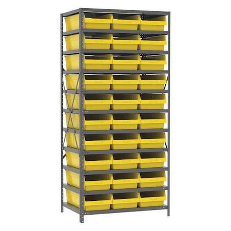 Steel Bin Shelving Kit, 11 Shelves, Gray/Clear MPN:AS2479014SC