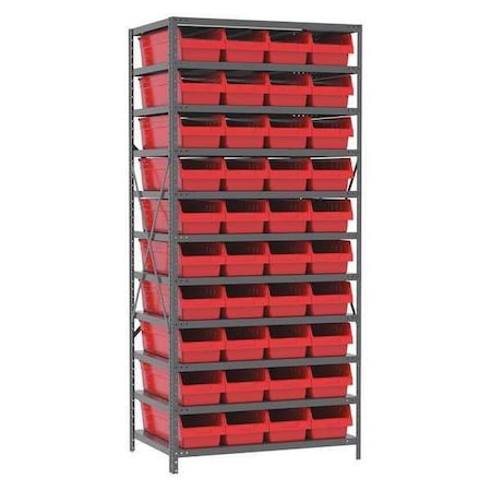 Steel Bin Shelving Kit, 11 Shelves, Gray/Blue MPN:AS2479084B