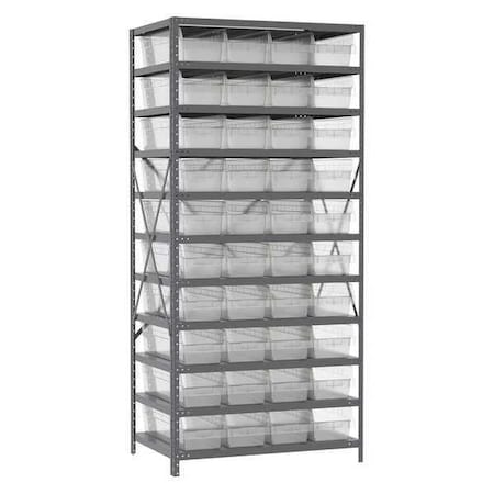 Steel Bin Shelving Kit, 11 Shelves, Gray/Red MPN:AS2479084R