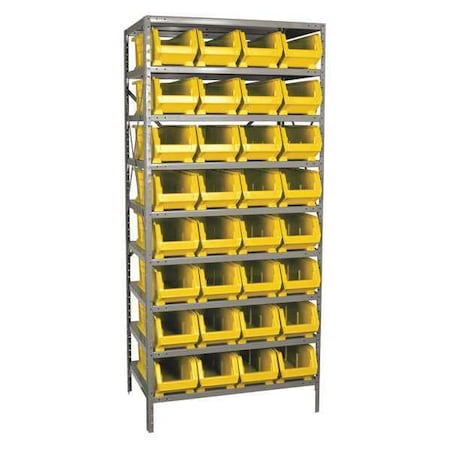Steel Bin Shelving Kit, 11 Shelves, Gray/Blue MPN:AS2479094B