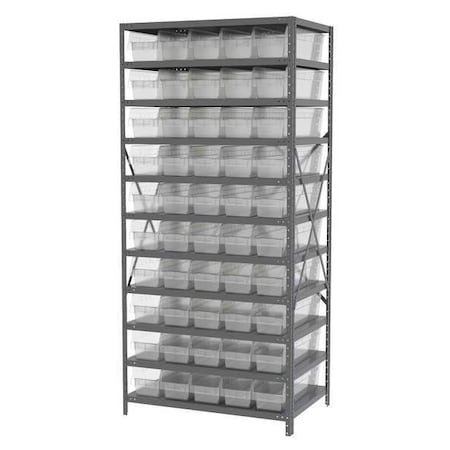 Steel Bin Shelving, 24 in D x 79 in H x 36 in W, 11 Shelves, Clear MPN:AS2479094SC