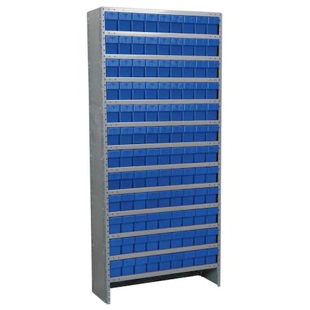 Steel Enclosed Bin Shelving, 12 in D x 79 in H x 36 in W, 13 Shelves, Blue MPN:ASC1279142BLU