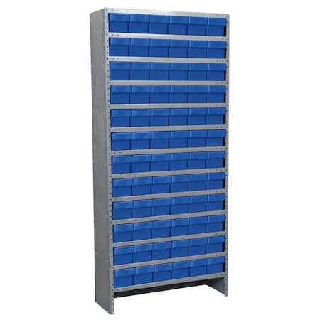 Steel Enclosed Bin Shelving, 12 in D x 79 in H x 36 in W, 13 Shelves, Blue MPN:ASC1279162BLU