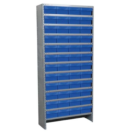 Steel Enclosed Bin Shelving, 18 in D x 79 in H x 36 in W, 13 Shelves, Blue MPN:ASC1879188BLU