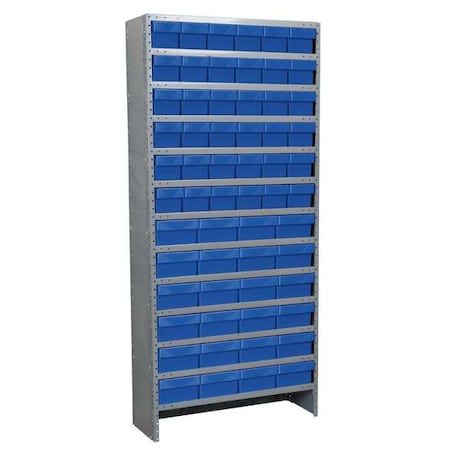 Steel Enclosed Bin Shelving, 18 in D x 79 in H x 36 in W, 13 Shelves, Blue MPN:ASC1879ASTBLU
