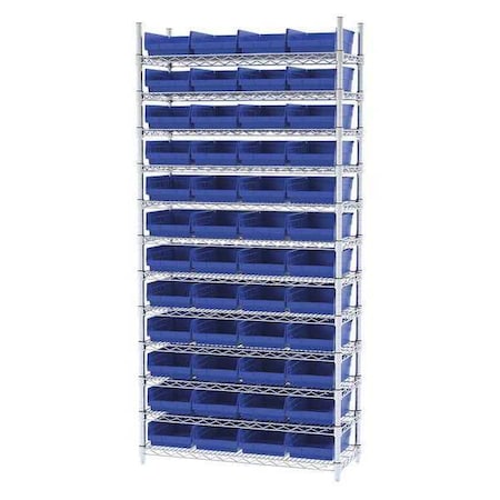 Wire Shelving, 12 Shelves, Silver/Blue MPN:AWS143630150B