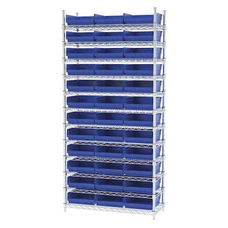 Wire Shelving, 12 Shelves, Silver/Blue MPN:AWS143630170B