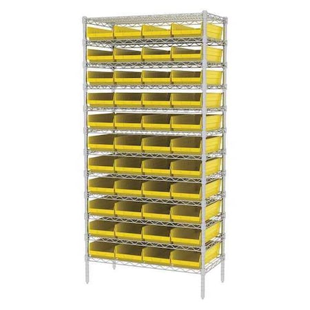 Wire Shelving, 12 Shelves, Silver/Red MPN:AWS183630158R