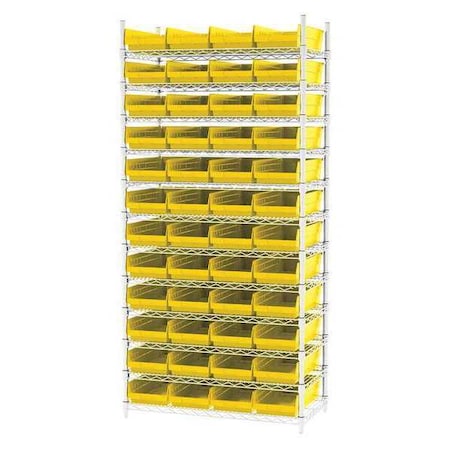 Wire Shelving, 12 Shelves, Silver/Yellow MPN:AWS183630158Y
