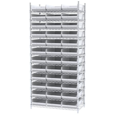 Wire Shelving Kit, 18X36X74, 36 Bins MPN:AWS183630178G