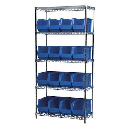 Wire Shelving, 12 Shelves, Silver/Yellow MPN:AWS183630178Y