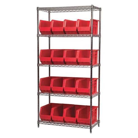 Wire Shelving, 5 Shelves, Silver/Blue MPN:AWS183630265B