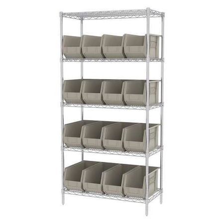 Wire Shelving, 5 Shelves, Silver/Red MPN:AWS183630265R