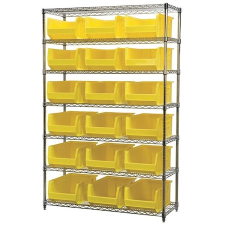 Steel Bin Shelving, 18 in D x 74 in H x 48 in W, 7 Shelves, Yellow MPN:AWS184830281Y