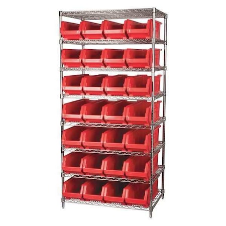 Wire Shelving, 8 Shelves, Silver/Blue MPN:AWS24360284B