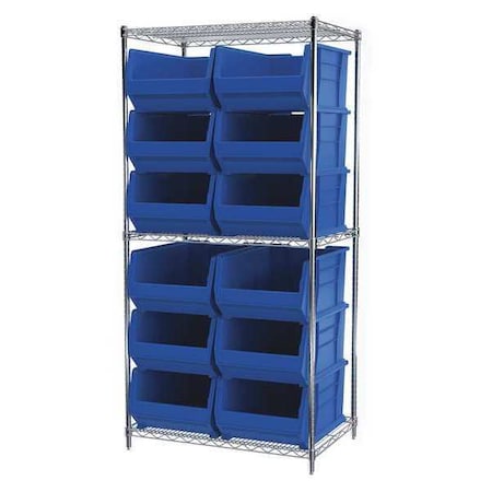 Wire Shelving, 6 Shelves, Silver/Blue MPN:AWS24360287B