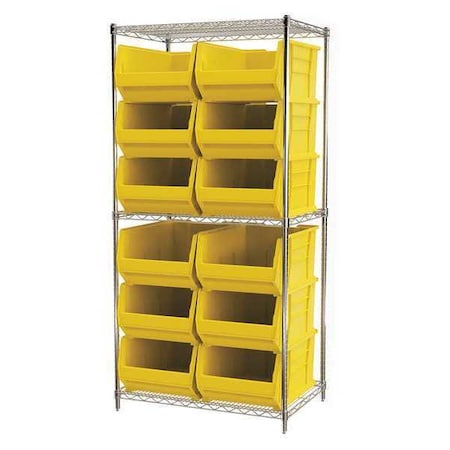 Steel Wire Wire Shelving, 3 Shelves, Silver/Blue MPN:AWS24360288B