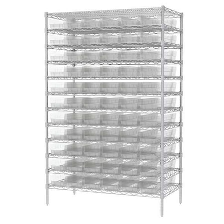 Steel Bin Shelving, 24 in D x 74 in H x 48 in W, 12 Shelves, Clear MPN:AWS244830164SC