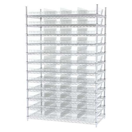 Steel Bin Shelving, 24 in D x 74 in H x 48 in W, 12 Shelves, Clear MPN:AWS244830174SC