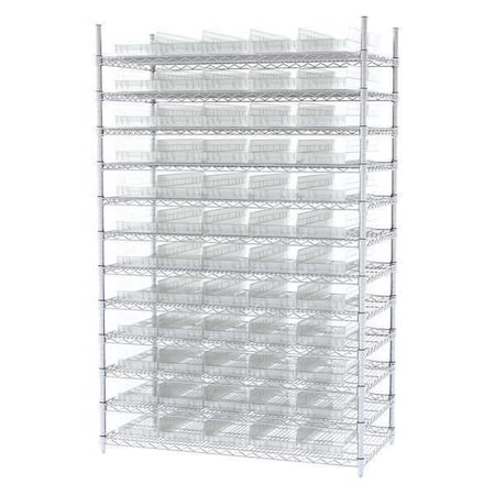 Steel Bin Shelving, 24 in D x 74 in H x 48 in W, 12 Shelves, Clear MPN:AWS244830184SC