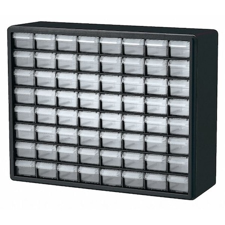 Drawer Bin Cabinet with 64 Drawers, Plastic, 20 in W x 15 3/4 in H x 6 1/2 in D MPN:10164