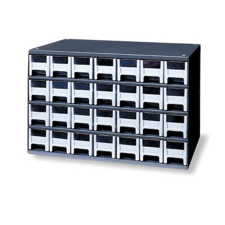 Steel, Polystyrene, Drawer Bin Cabinet, 11 in D x 11 in H x 17 in W MPN:19228