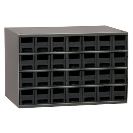 Steel, Polystyrene, Drawer Bin Cabinet, 11 in D x 11 in H x 17 in W MPN:19228BLK