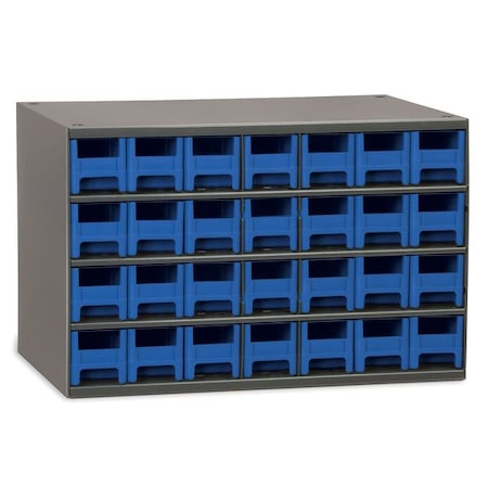 Steel, Polystyrene, Drawer Bin Cabinet, 11 in D x 11 in H x 17 in W MPN:19228BLU