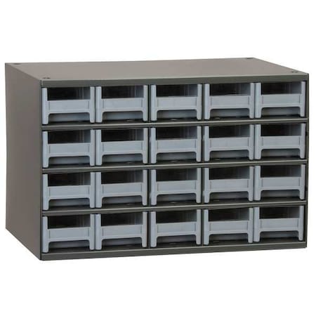 Steel, Polystyrene, Drawer Bin Cabinet, 11 in D x 11 in H x 17 in W MPN:19320