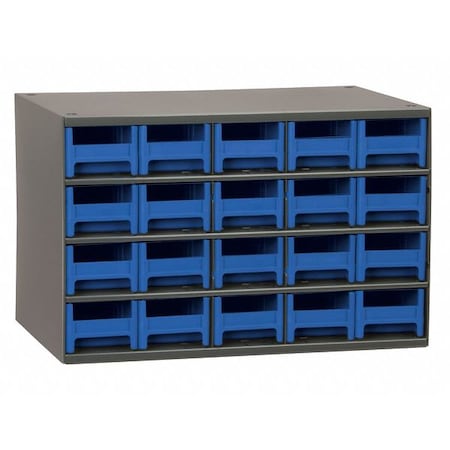 Steel, Polystyrene, Drawer Bin Cabinet, 11 in D x 11 in H x 17 in W MPN:19320BLU