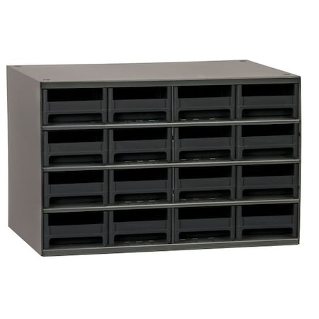 Steel, Polystyrene, Drawer Bin Cabinet, 11 in D x 11 in H x 17 in W MPN:19416BLK