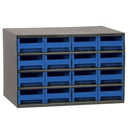 Steel, Polystyrene, Drawer Bin Cabinet, 11 in D x 11 in H x 17 in W MPN:19416BLU