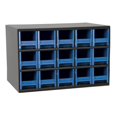 Drawer Bin Cabinet W/ 15 Drawers, Blue, Steel, Polystyrene, 17 in W x 11 in H x 11 in D MPN:19715BLU