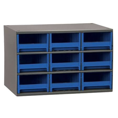Steel, Polystyrene, Drawer Bin Cabinet, 11 in D x 11 in H x 17 in W MPN:19909BLU