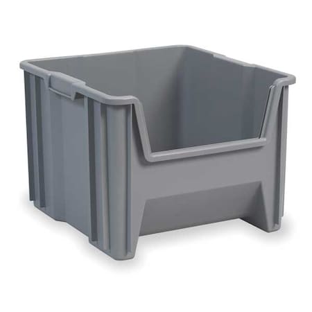 Stacking Bin, 17-1/2 in L x 16-1/2 in W x 12-1/2 in H, Gray, 75 lb Load Capacity MPN:13018GREY