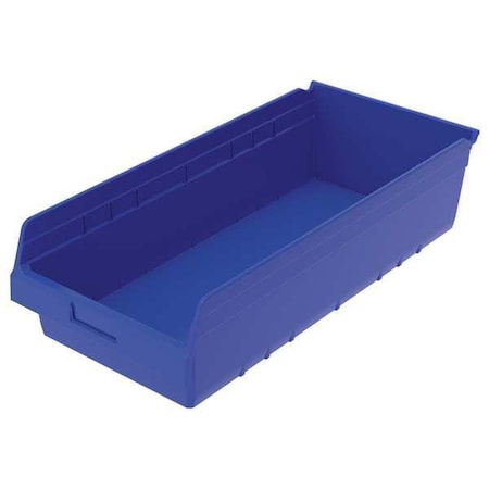 Shelf Storage Bin, Plastic, Blue, 6 in H, 11 1/8 in W, 23 5/8 in L MPN:30014BLUE