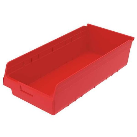 Shelf Storage Bin, Plastic, Red, 6 in H, 11 1/8 in W, 23 5/8 in L MPN:30014RED