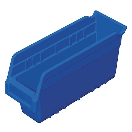 Shelf Storage Bin, Plastic, Blue, 6 in H, 4 1/8 in W, 11 5/8 in L MPN:30040BLUE